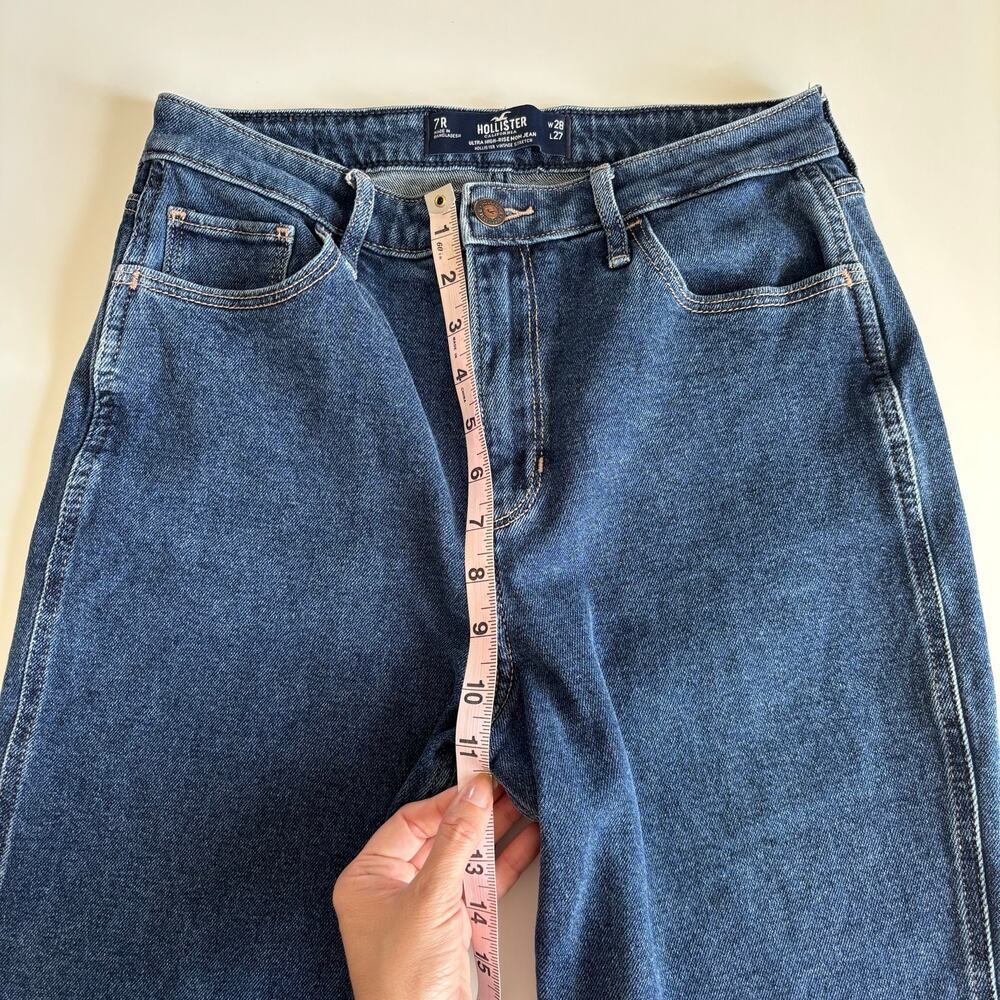 Hollister Ultra High Rise Mom Jeans Women’s 7R Cotton Blue Denim Retro 90s - Picture 5 of 8